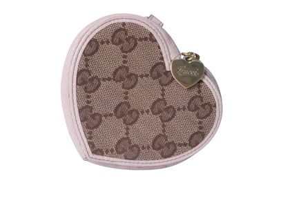 Gucci Heart Coin Purse, &pound;80, Accessories, Brown, Canvas, Front view